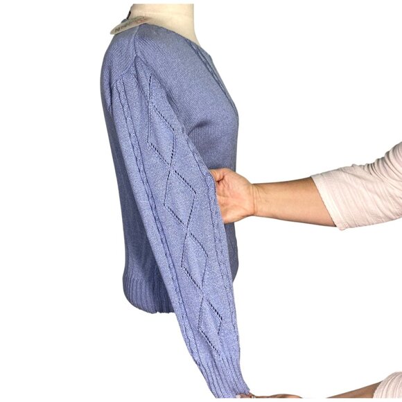 NWT Vintage Jolie Krinkle spun Blue open loose knit Womens Sweater USA Medium - Picture 3 of 7